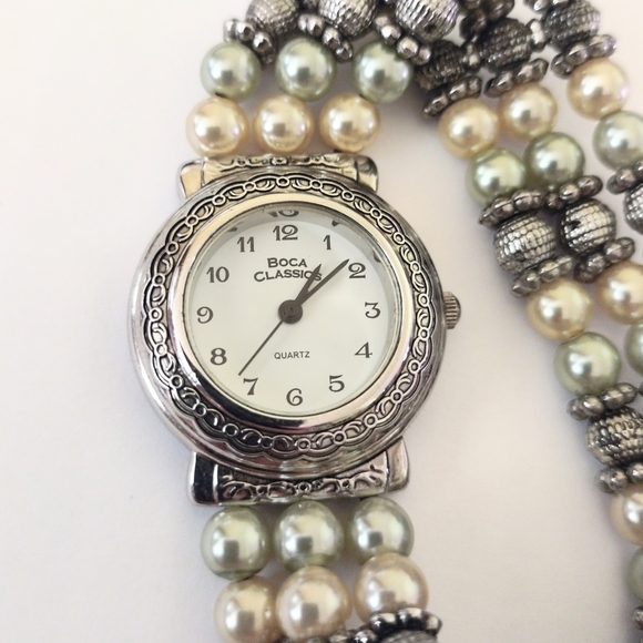 Boca Classics Vintage Beaded Wrist Watch 6.5"-7" - Picture 2 of 7